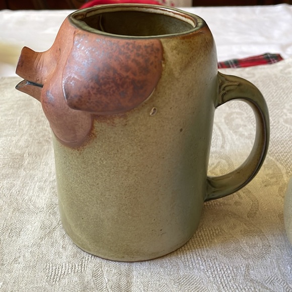 Vintage UTCTI Stoneware Pig Creamer pitcher & mug cup Made in Japan - Picture 3 of 12
